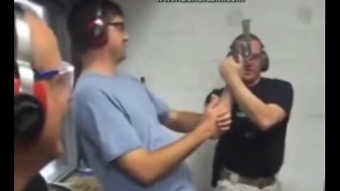 Gun instructor accidently misfires, tries to play it off as it was on purpose