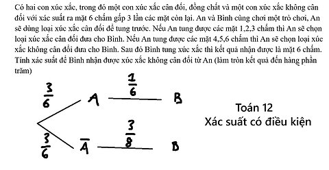 Toán 12: Có hai con xúc xắc, trong đó một con xúc xắc cân đối, đồng chất và một con xúc
