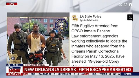 New Orleans Jailbreak: Fifth prison escapee arrested, initially jailed for second-degree murder