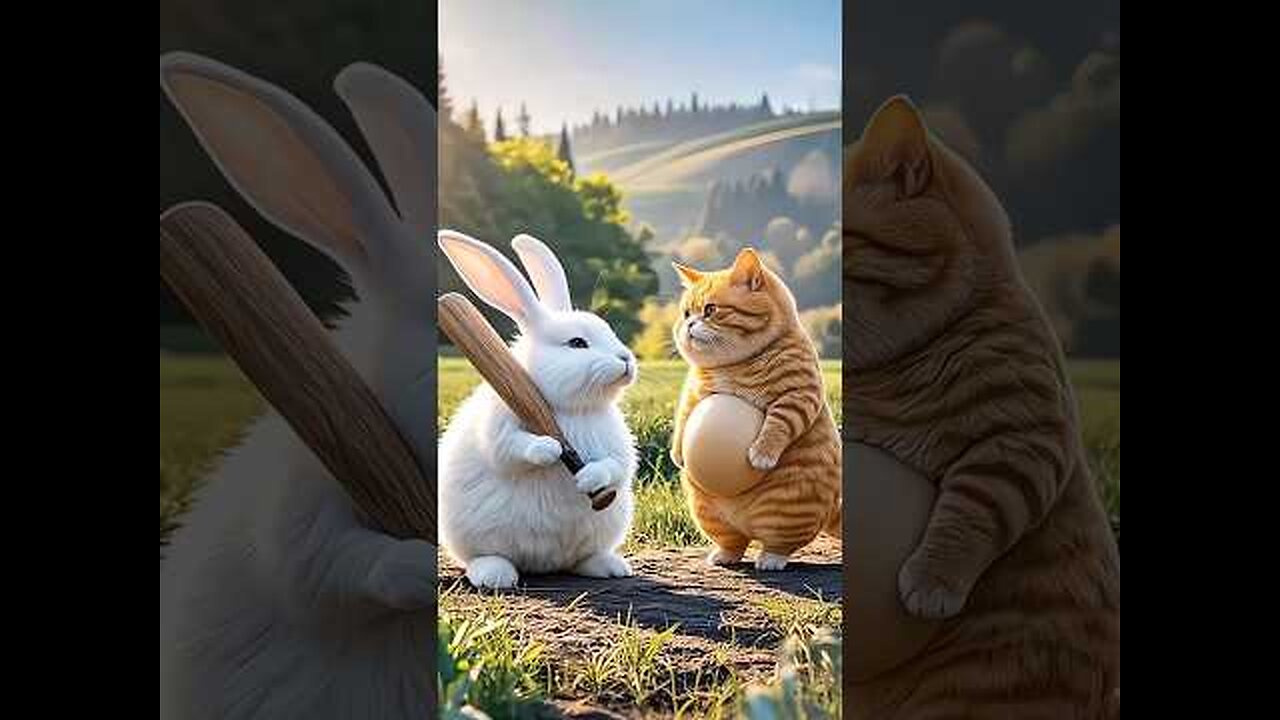 Rabbit and cat funny video #funny #pets #animallife #cat