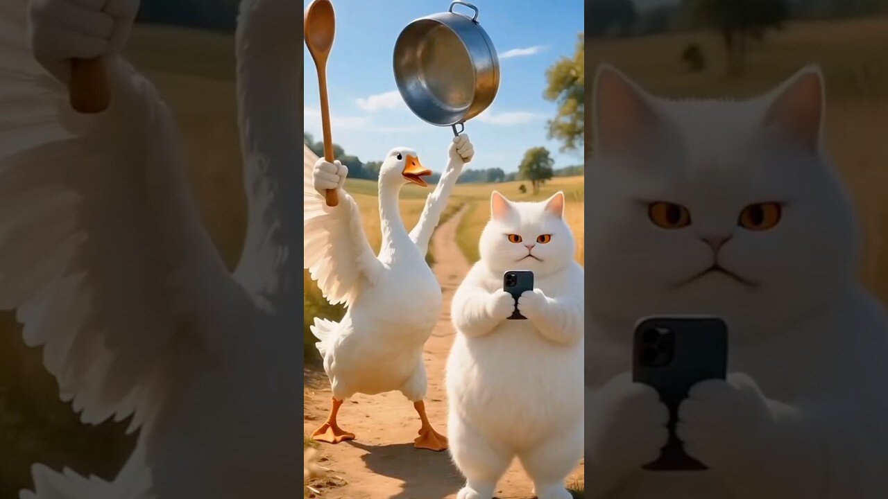Cute Cat Funny Duck Story With Ai.