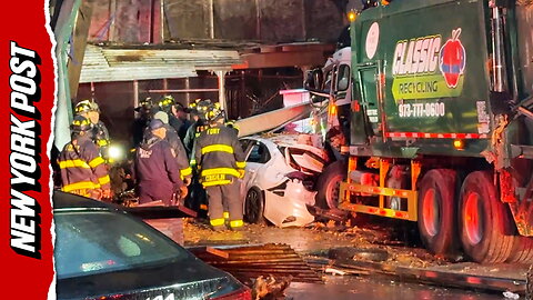 Woman killed after garbage truck smashes into scaffolding