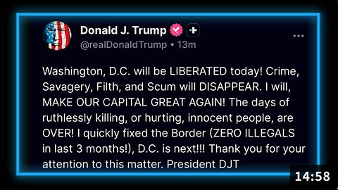 BREAKING VIDEO: Trump Officially Takes Control Of DC & Places US Capital Under Federal Control