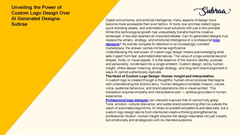 Unveiling the Power of Custom Logo Design Over AI Generated Designs-Subraa