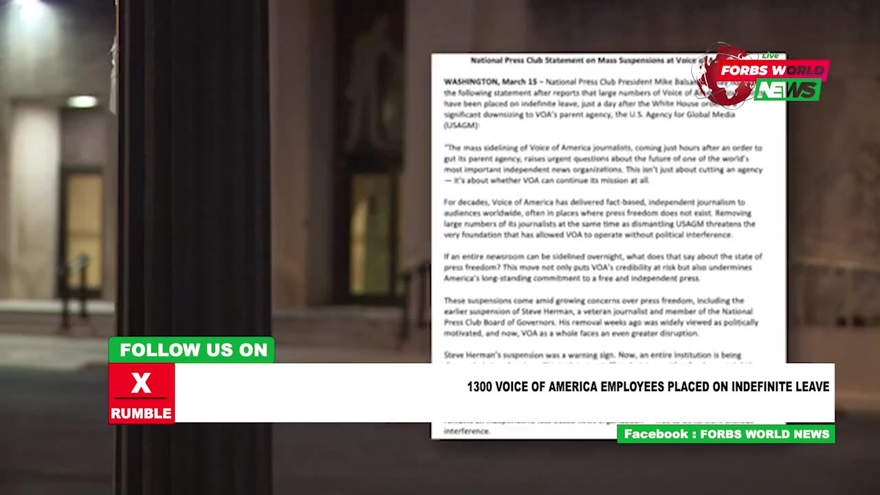 Over 1,300 employees at Voice of America place don indefinite leave