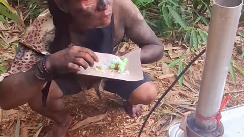 Primitive people enjoy city food