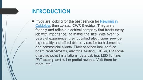 Best Rewiring in Coldblow