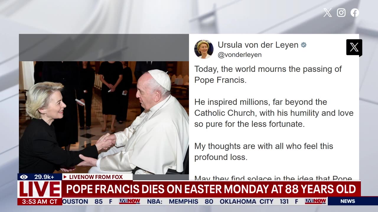 Pope Francis dies at 88