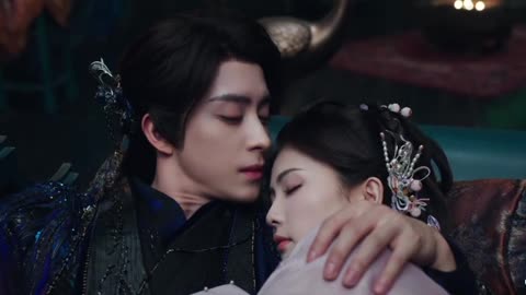 Fan Yue & Bai shuo moonlight mystique bai shuo falls asleep in fan Yue arms episode 28