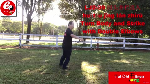 Aerobic Tai Chi Workout-041-Turn Body and Strike with Double Elbows