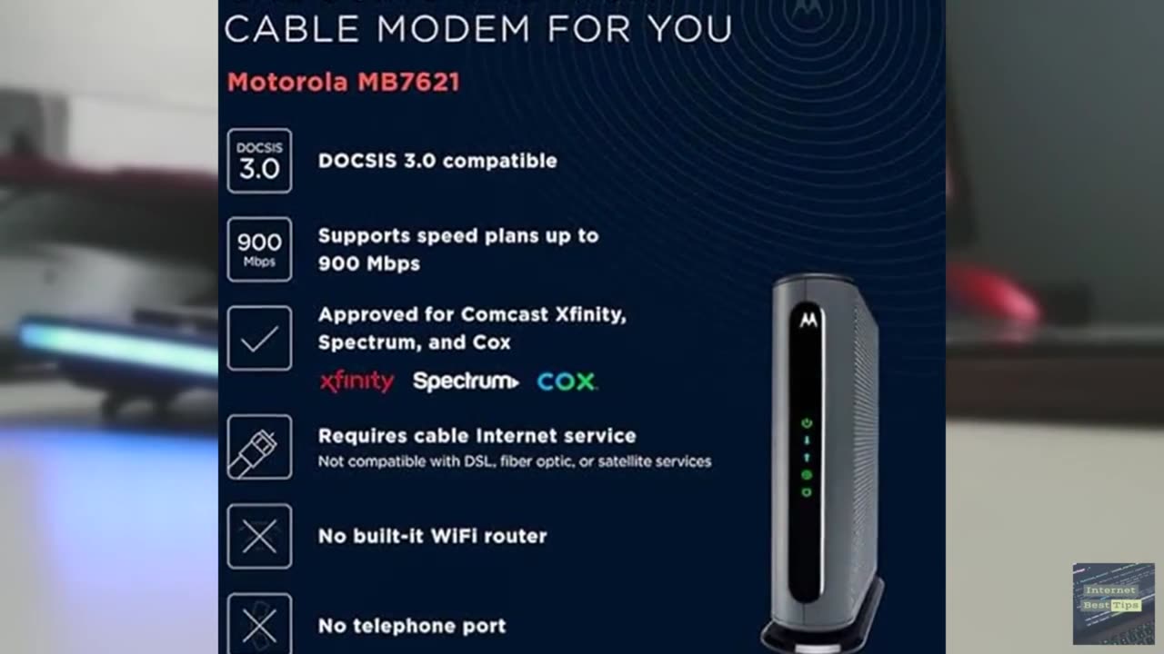 Motorola MB7621 Cable Modem | Pairs with Any WiFi Router | Approved by Comcast X