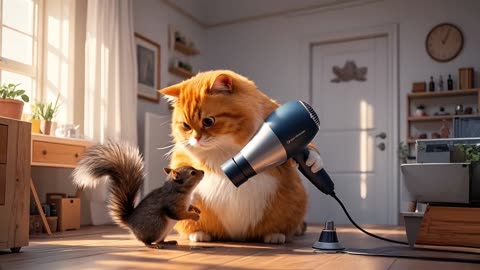 Lovely cats and squirrels#cat #catcookingfood #cute #funny
