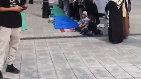 They lay out carpets outside a church to pray to Allah. Yet another provocation.