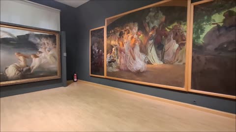 Walking through an empty museum. Dark ambient. Liminal space for relaxation, meditation and sleep