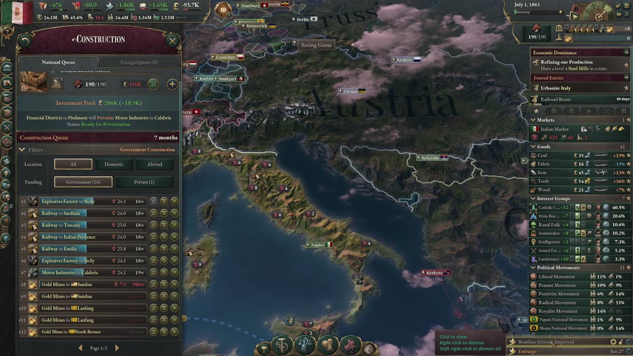 Italy Shall RISE! l Victoria 3 1.9 + Charters of Commerce l Episode 2