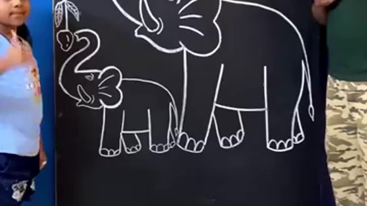Learn to draw a father and his daughter made elephant 🐘