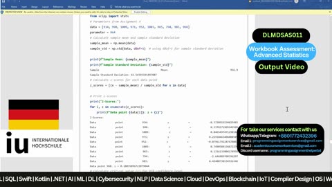 Student Work(Assessment) | DLMDSAS011 – Advanced Statistics Workbook Output | IU