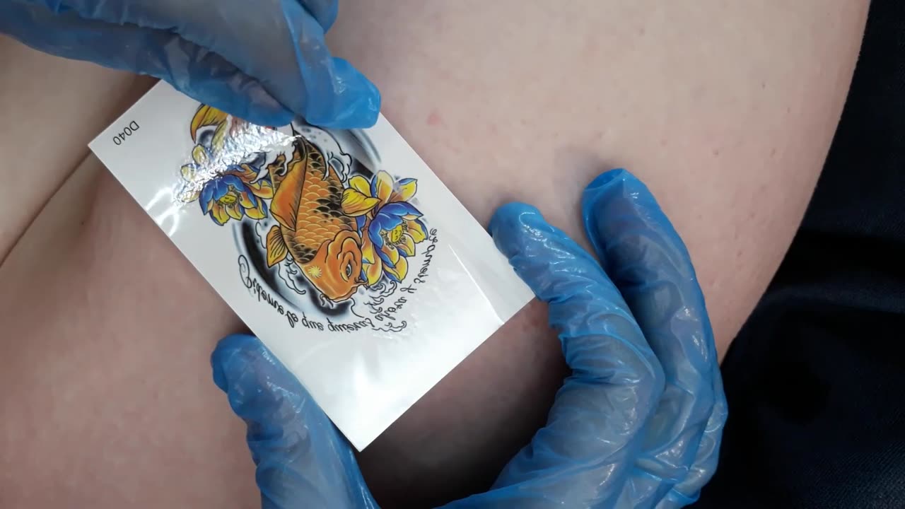 gold fish temporary tattoo sticker magic art design