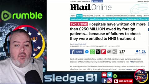 NHS Hospitals have written off 250 million owed by foreign patient