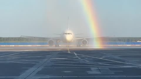 Like on Noah's Ark: water arch — view from the pilots' cabin