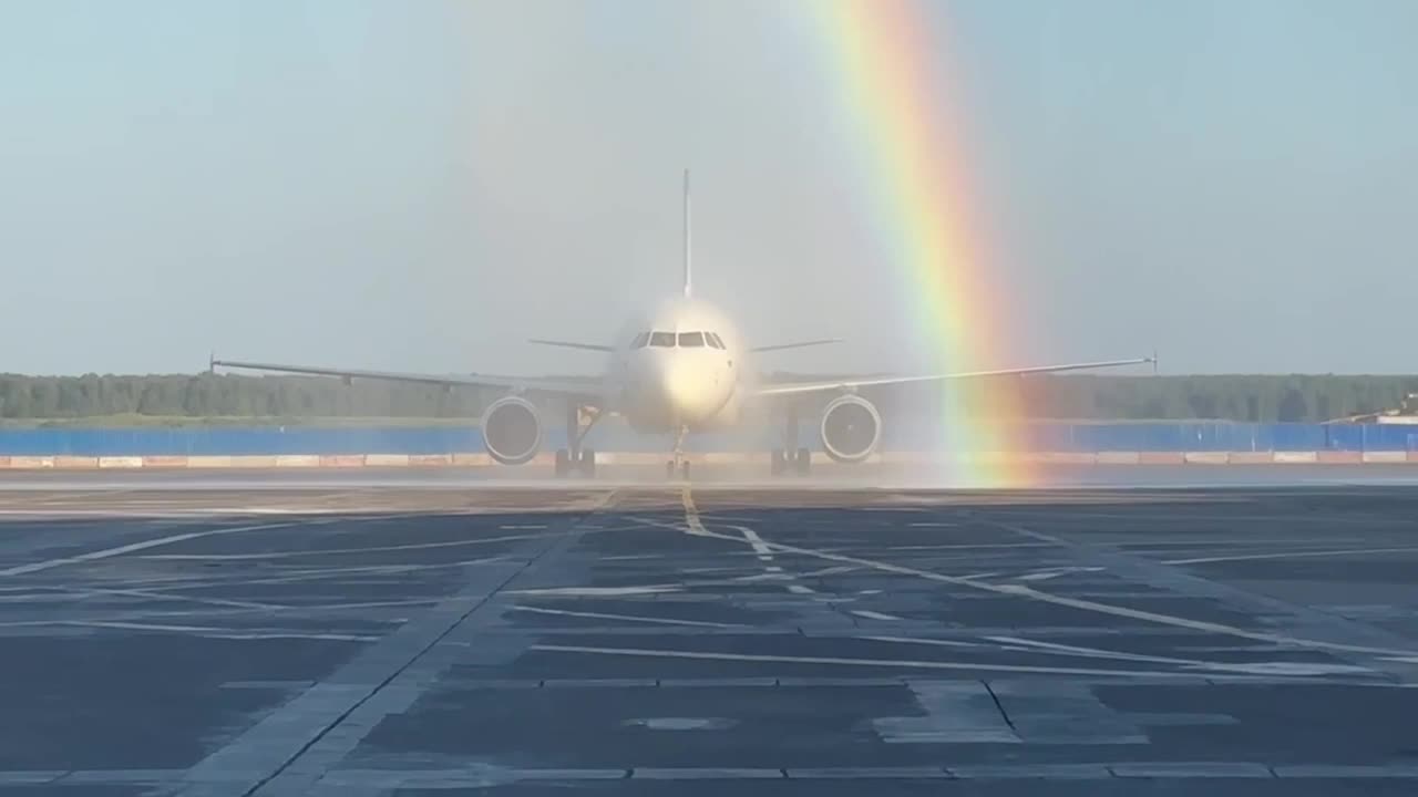 Like on Noah's Ark: water arch — view from the pilots' cabin