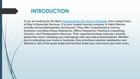 Looking for the best Transportation Services in Winslade