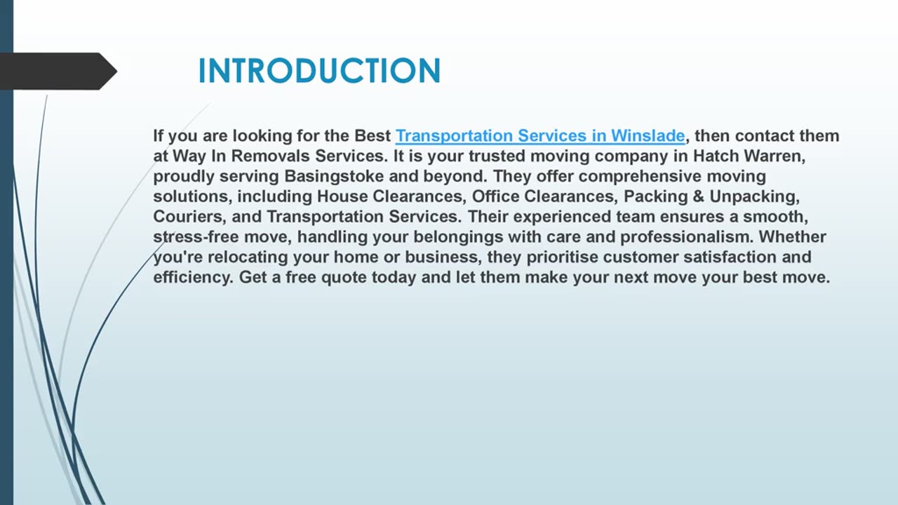 Looking for the best Transportation Services in Winslade