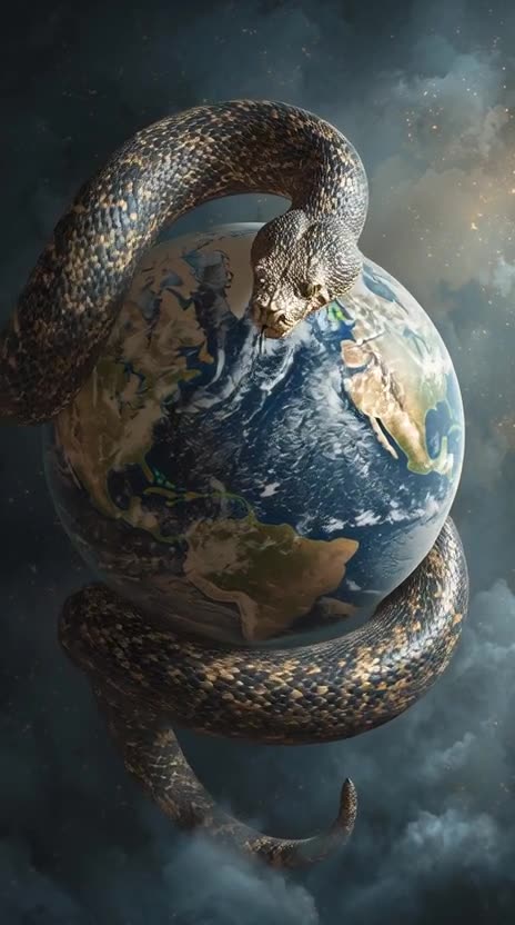 Big snake eat the planet earth