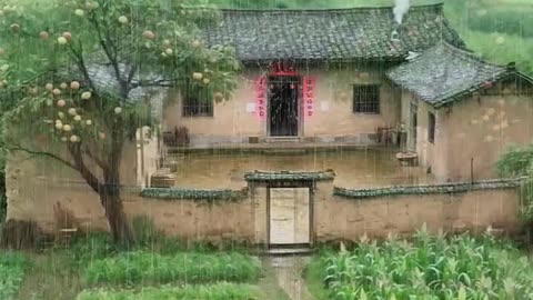 🌧️ Rainy Day in a Peaceful Village | Serene Countryside Life