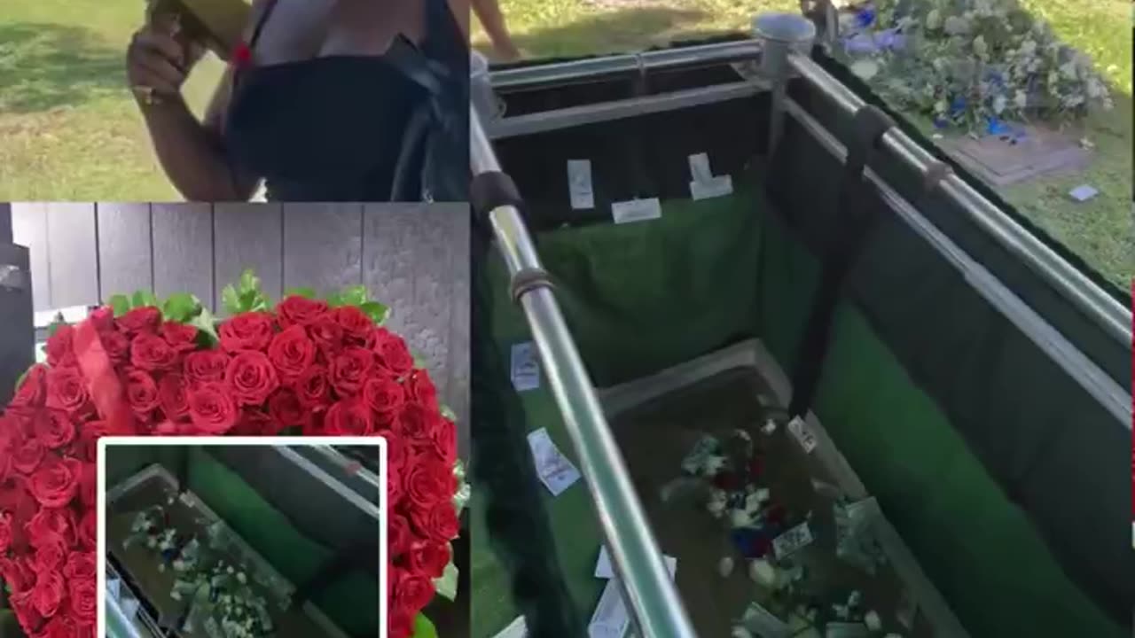 A woman scattered cash at her nephew's funeral, resembling a nightclub scene.