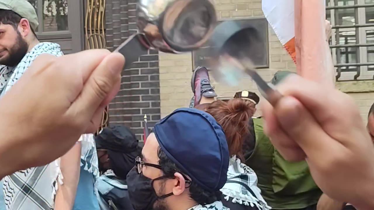 "GAZA IS BEING STARVED" outside the Mission of Egypt in NYC.