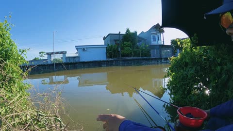 Crayfish Spin Fishing in River Stone Piles