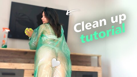 [4K] Green Raincoat Try-On Cleaning Haul