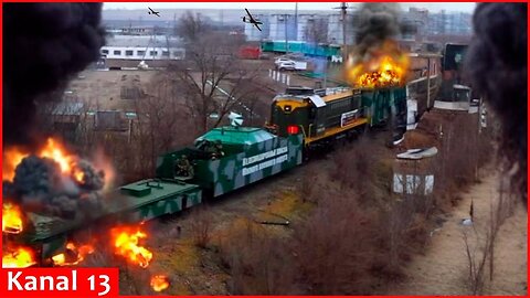 Ukrainian drones crush Russian trains; armoured trains are also defenseless