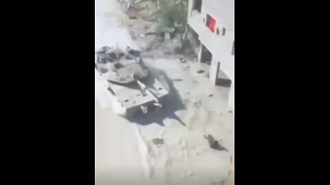 A tank runs over a terrorist with an RPG. Khan Yunis Gaza