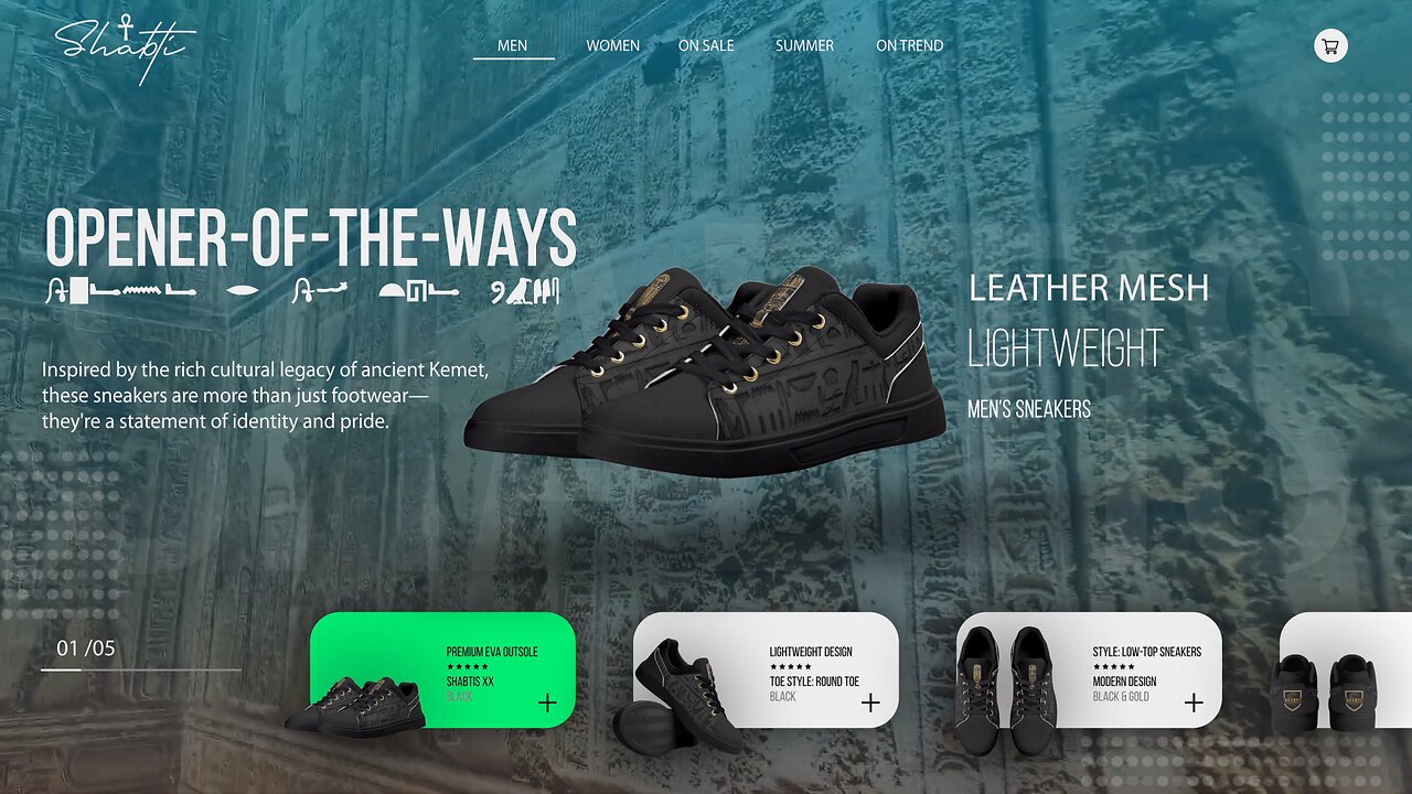 Shabtis XX Mens 'Wep waut' (Opener-of-the-Ways) Leather Mesh Lightweight Sneakers🔥