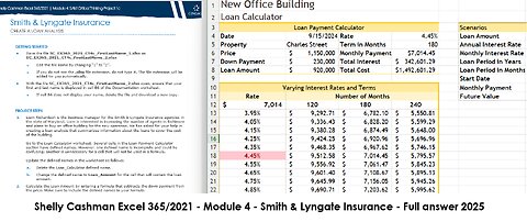 Shelly Cashman Excel 365/2021 Module 4: SAM Critical Thinking Project 1c Smith & Lyngate Insurance