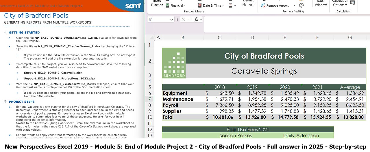 New Perspectives Excel 2019 | Module 5: End of Module Project 2 | City of Bradford Pools (2025)