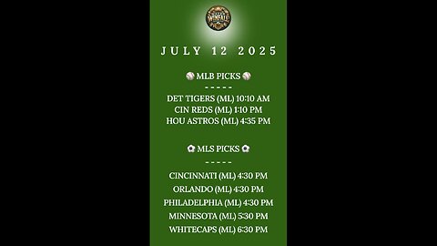 Free MLB & MLS Picks July 12 2025