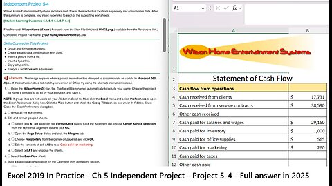 Excel 2019 In Practice - Ch 5 Independent Project 5-4 - Wilson Home Entertainment Systems