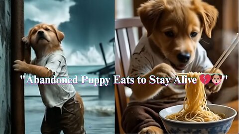 "Abandoned Puppy Eats to Stay Alive 💔🐶"