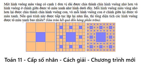 Toán 11: Một hình vuông màu vàng có cạnh 1 đơn vị dài được chia thành chín hình vuông nhỏ hơn