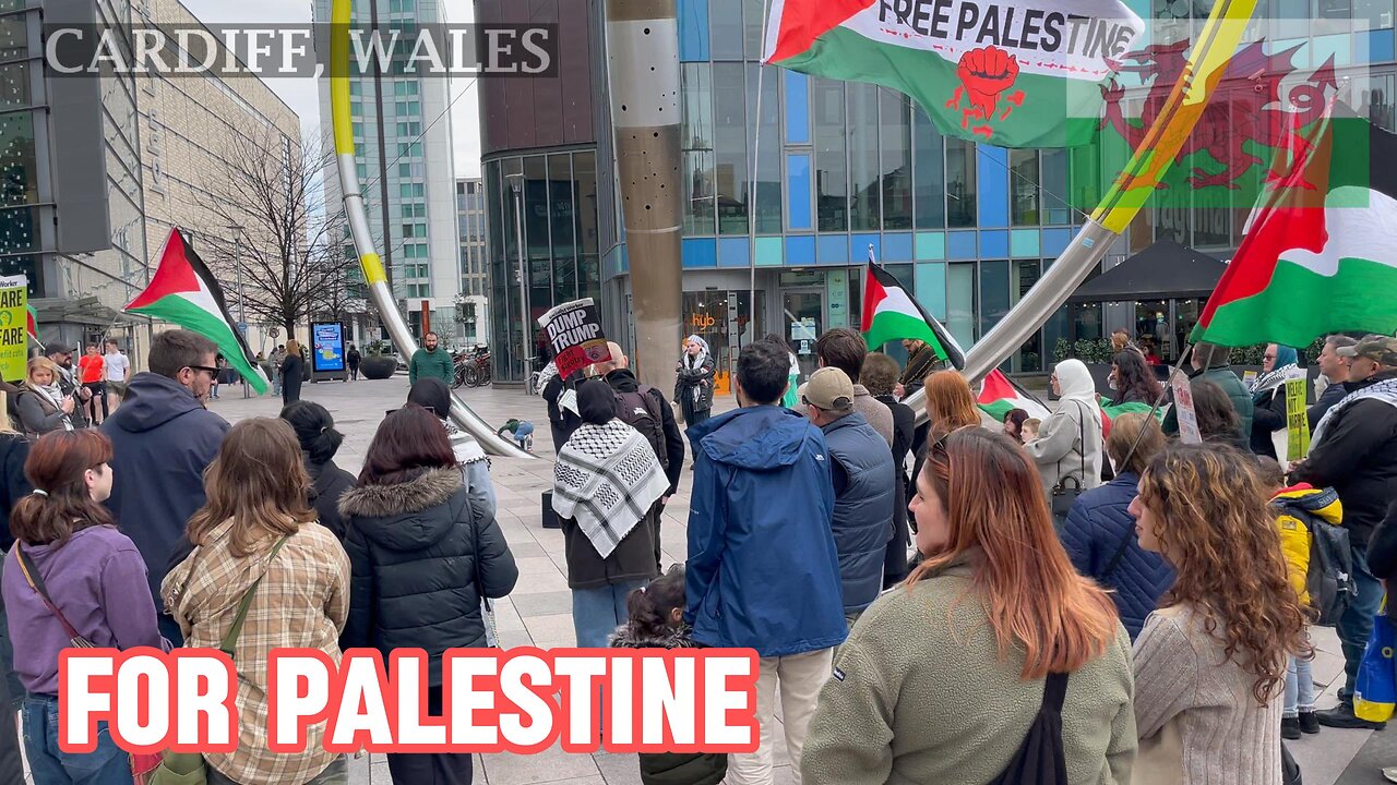 March For Palestine, Cardiff Central Library
