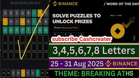 BINANCE WOTD THEME BREAKING ATHS ALL CORRECT WORD OF THE DAY LETTERS WODL