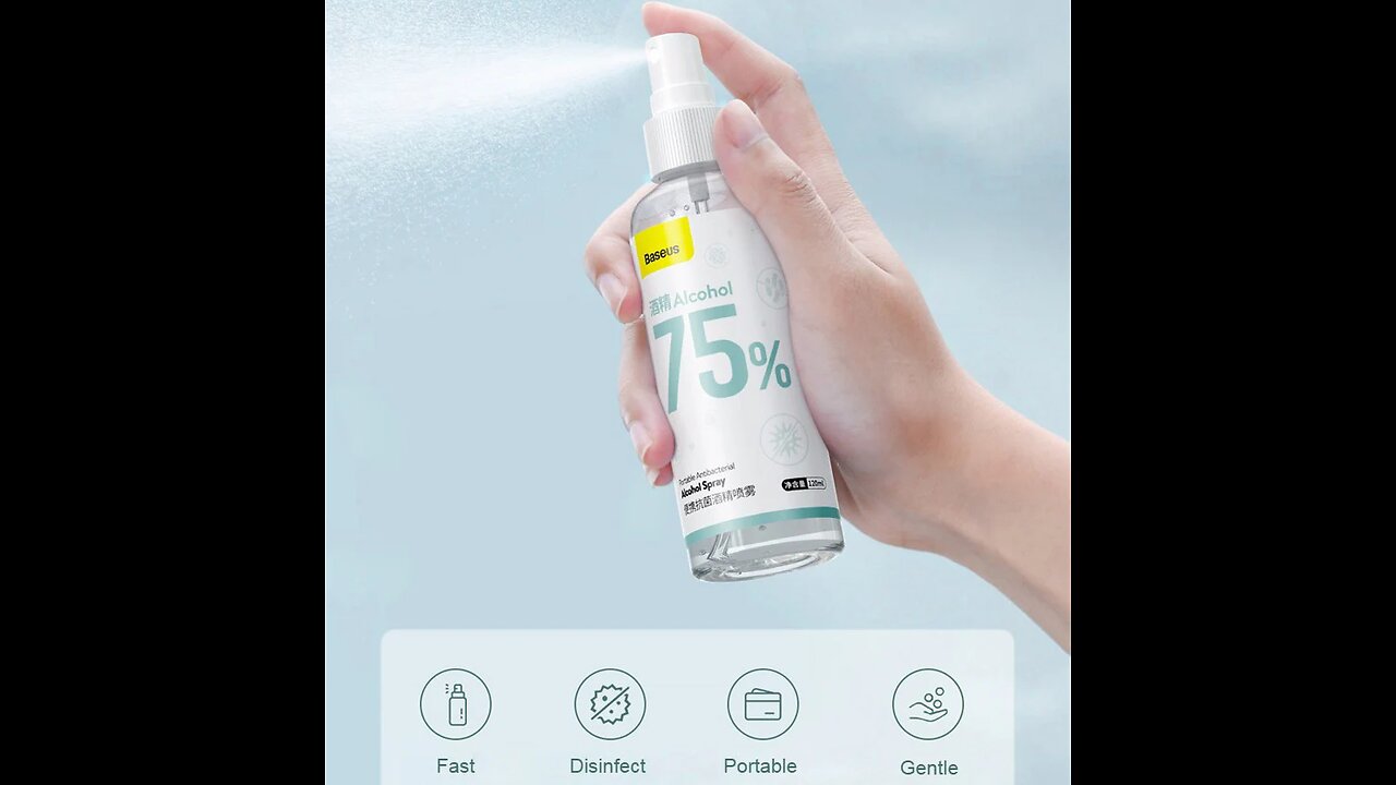 Portable Antibacterial 75_ Alcohol Spray (120ml _ Bottle) with Mild Formulation, Quick Sterilization