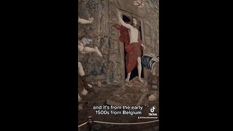 1500s Belgian Tapestry with 3D effect of Jesus Stepping Out of the Tomb - Simply amazing ❤️