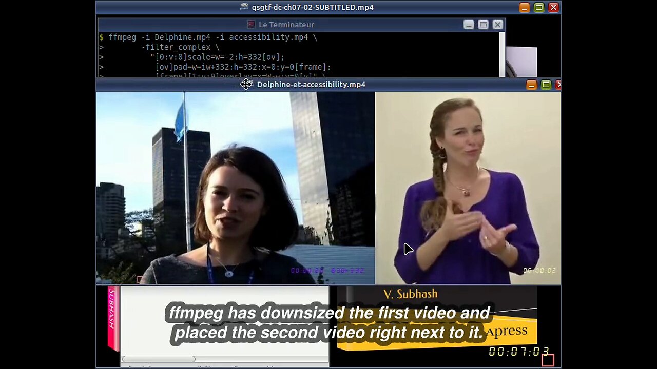 Chapter 7 of book ‘Quick Start Guide to FFmpeg’ — Split video (side-by-side overlay)