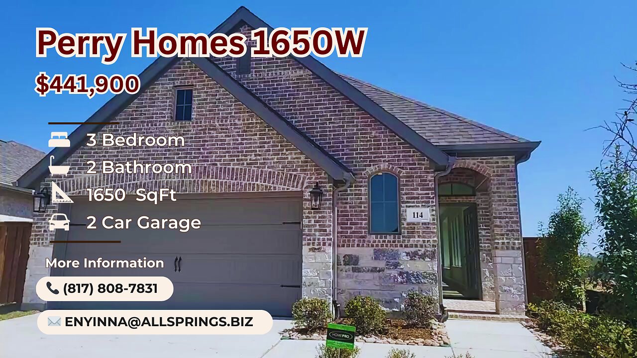 Modern Living Newly Built Perry Homes 1650W
