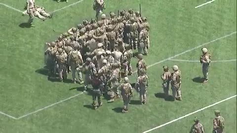 Marines practicing crowd control in Los Angeles
