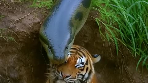 Giant Anaconda Grabs Tiger | Wild Jungle Showdown!